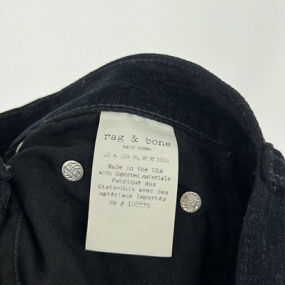 Rag & Bone Jeans Size 26 Womens Black 10 Inch Capri Velvet Zip Ankle Skinny - Picture 9 of 11